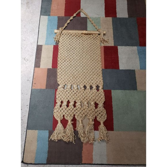 Vintage 1970s Wall Art‎ Decor Macrame Handcrafted Weaved Hemp Jute Large Boho - Picture 12 of 12